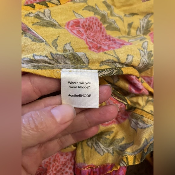RHODE RESORT Ella pink yellow floral long sleeve knee length dress medium m - Picture 3 of 7